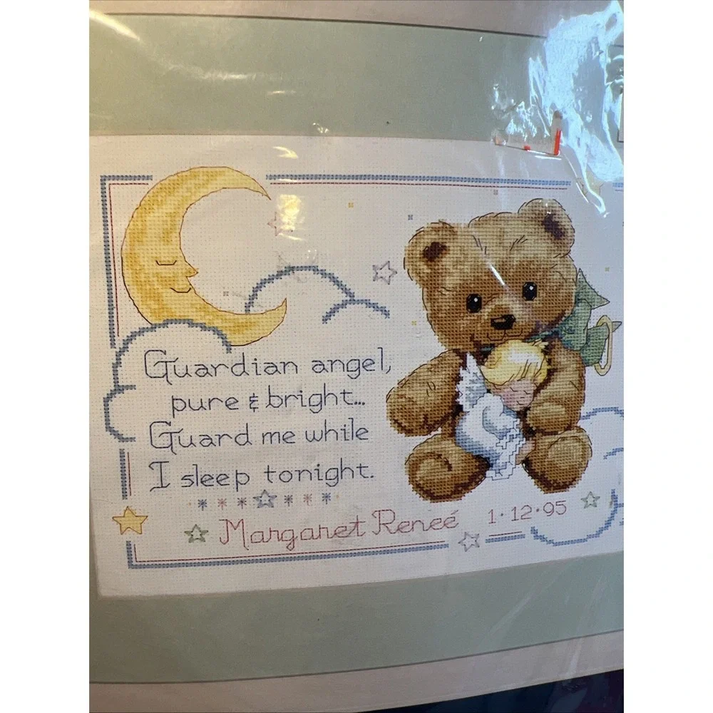 Dimensions Sunset Counted Cross Stitch Kit Cuddly Bear Birth Babyhugs Record NOS